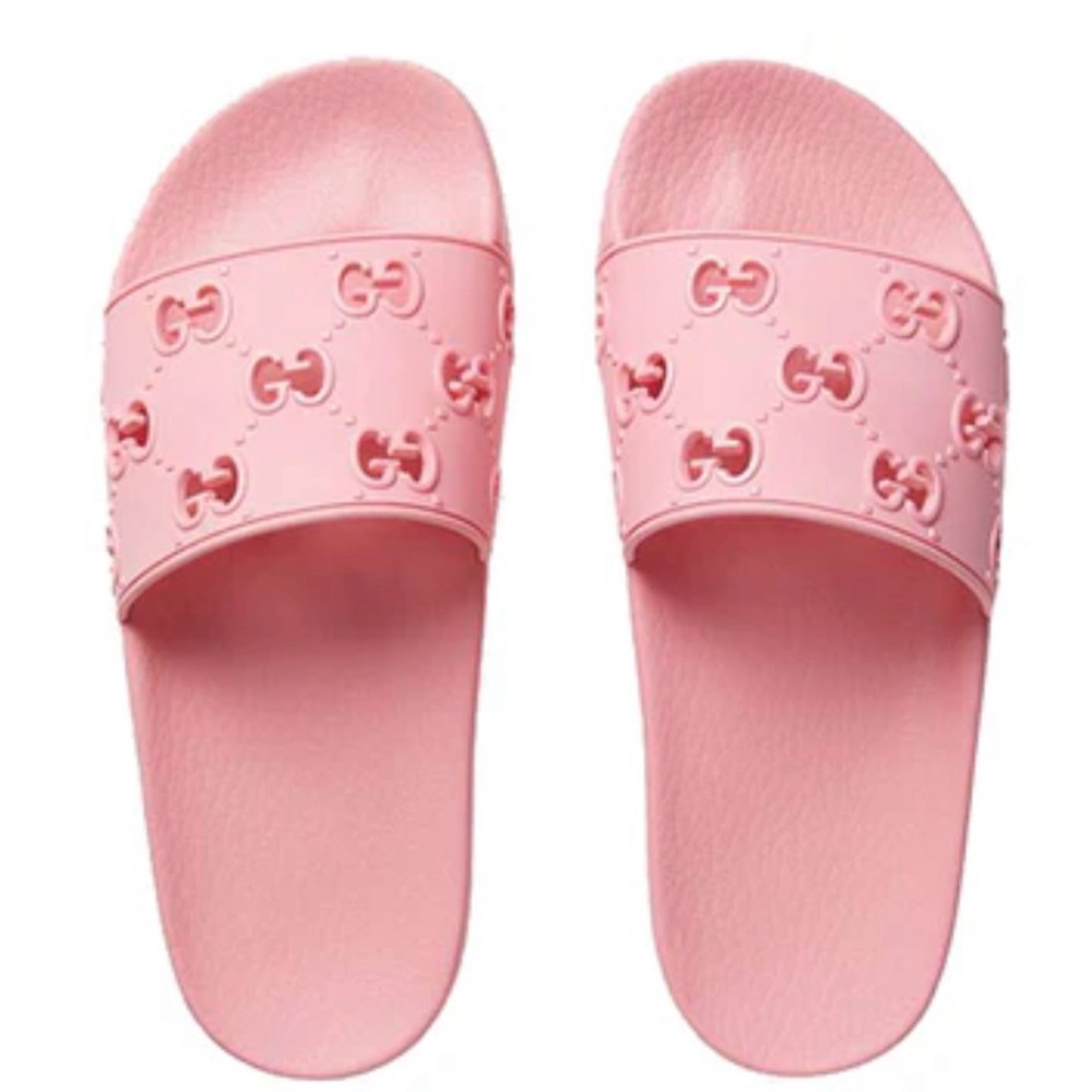 Gucci Logo Rubber Pink Slides sz7